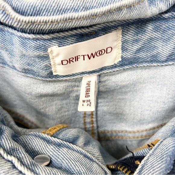 Driftwood Paperbag High Rise embroidered pocket tie waist jean shorts size 30 - Picture 4 of 7